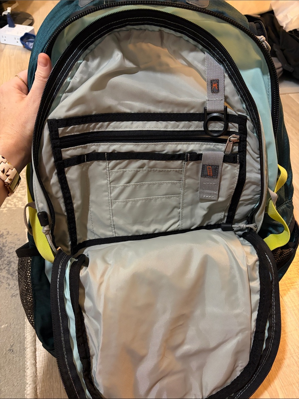 Eddie Bauer Teal and Light Blue Backpack with Yellow Accents - Picture 6 of 7